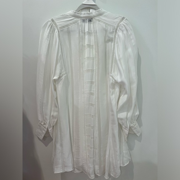 REISS - white Harriett Lace Inset Long Sleeve Dress - US 6 / UK10 - Picture 4 of 10